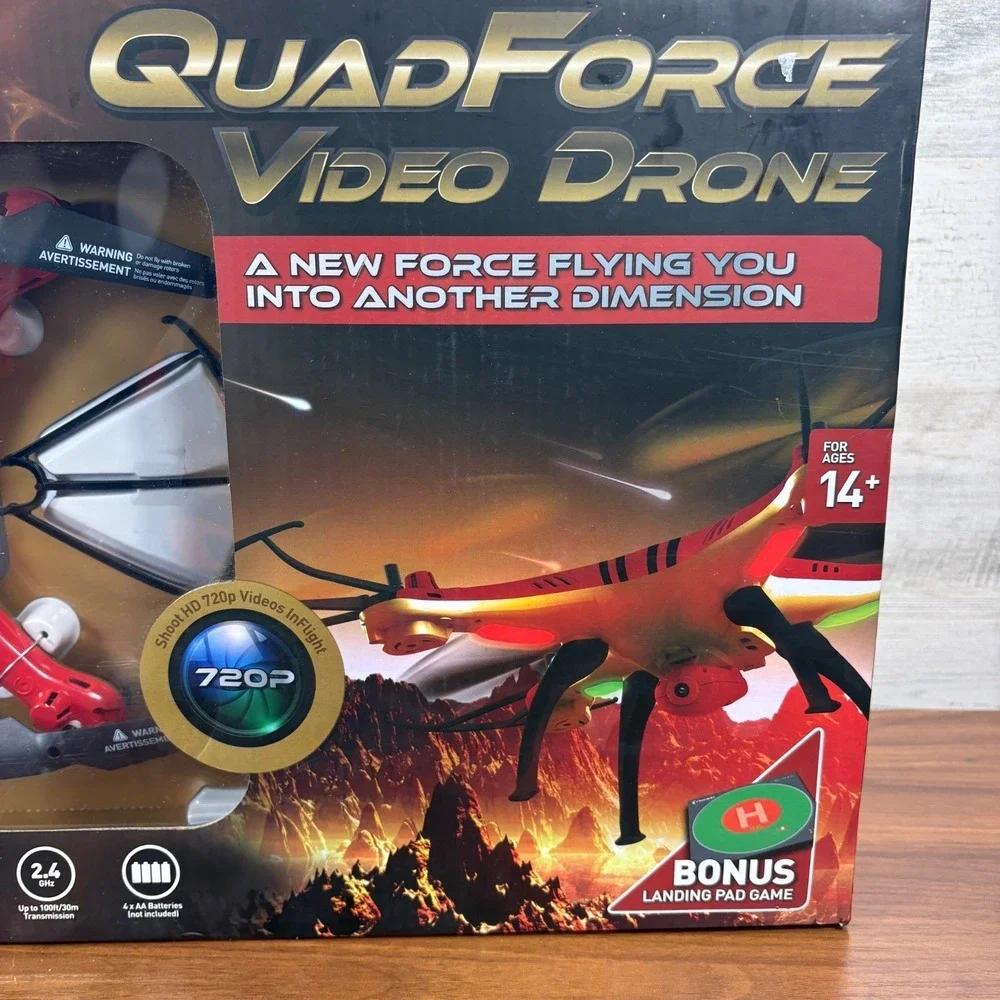 Quad Force Video Drone 4K 720p, SD Card LCD Display. Beginner Drone